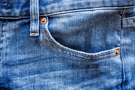 Pocket of denim blue jean, fabric textureの写真素材