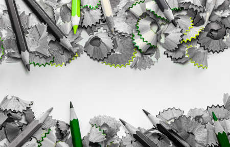 Space between crayon pencil wood shavingsの写真素材