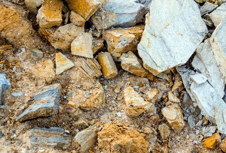 Texture of stone and soil on rocky mountain soilの写真素材