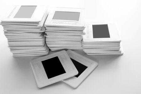 Set of old reversal film in plastic frameの写真素材