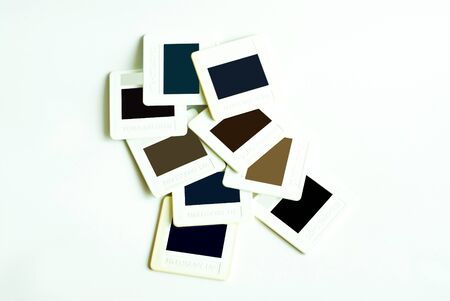 Set of old reversal film in plastic frame mounting