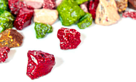 Colorful of sugar coated chocolate candy which has The shape imitate stone