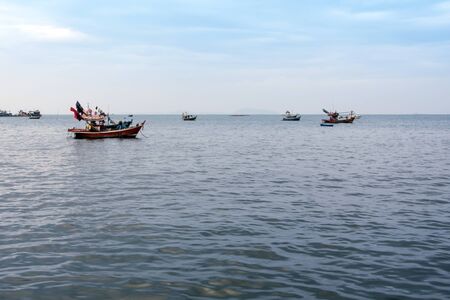 Small Fishing Boats coastal drift after returning from fishing