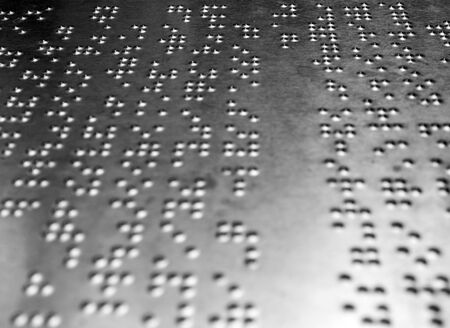 Braille code for blind on the metal board for the detailed description Inside the zooの写真素材
