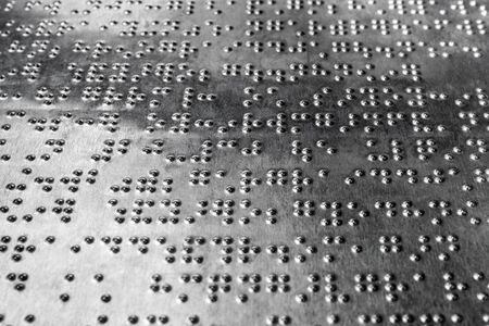 Braille code for blind on the metal board for the detailed description Inside the zooの写真素材