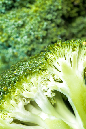 Close up to surface texture of succulent fresh inside the Broccoli vegetableの写真素材