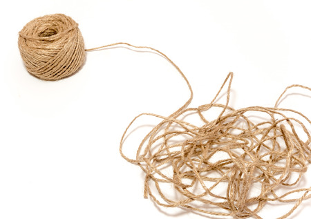Wrapped Brown rustic hemp rope from the roll
