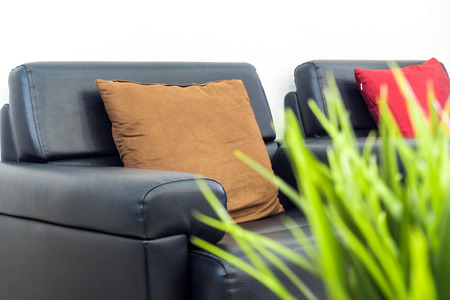 Sofa in the living room where no one satの写真素材