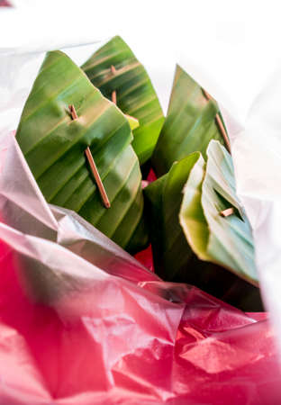 Natural material packaging in the plastic packagingの写真素材