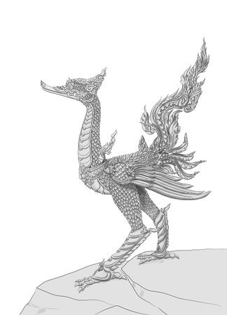 Illustration drawings of Hongsa the Himmapan creatures in Thai cultureの写真素材