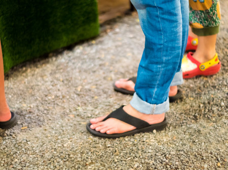 Leg only people walking in the outdoor parkの写真素材