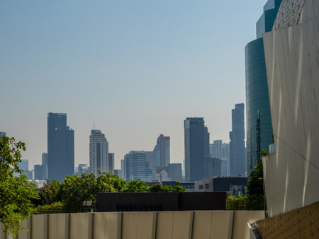 Wideness view from balcony of room on high-rise buildingの写真素材