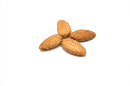 Almonds; objects on white backgroundの写真素材