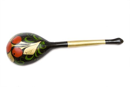 russian wooden spoon on isolated background