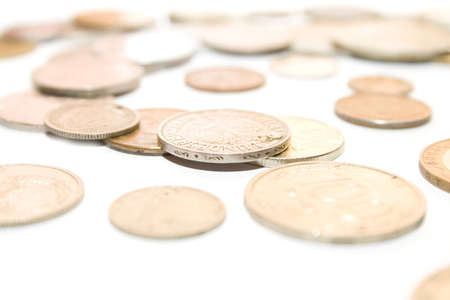 old antique metallic money on isolated background