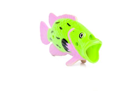 fish toy isolated on whiteの写真素材