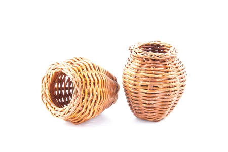 Basket for a bouquet of flowers, woven of yellow willow twigsの写真素材
