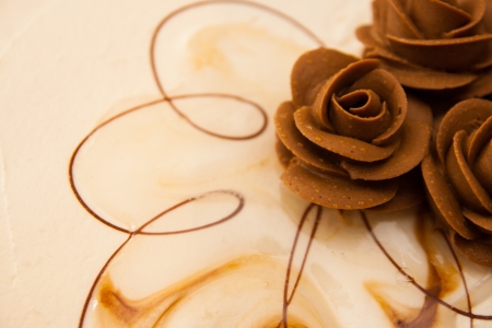 Cake with black and white chocolateの写真素材