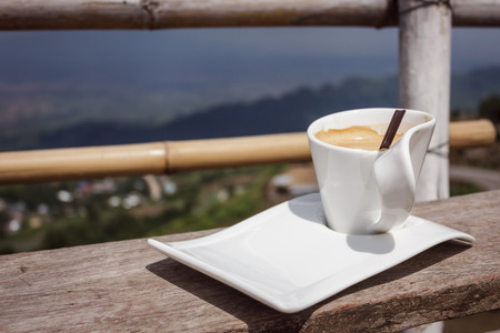 Coffee breaks in the mountains at afternoonの写真素材