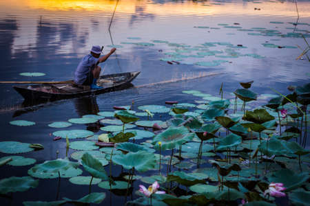 Fishing in the lakeの写真素材