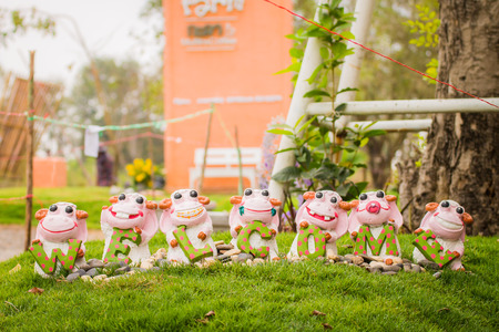 Pink Dolls, made up of stucco, it is very cute の写真素材