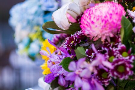 Selective focus of colour full flower, big floral and many colour full flowerの写真素材