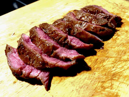 bowl of white rice, stair fried of vegetables and rare grill beef steak on white background.の写真素材