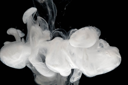 Abstract ink in water isolated on black background. Cloud of ink in water.の写真素材