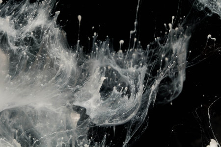 Abstract acrylic paint splash in water isolated on black background. Cloud of ink in water.の写真素材