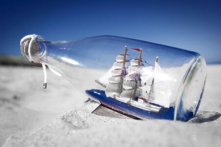 Souvenir conceptual image. Ship in a bottle.の写真素材