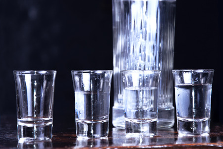 Alcohol conceptual image  Glasses of pure vodka の写真素材