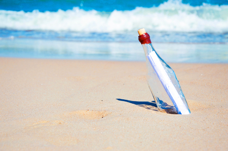 Bottle with a message at Beachの写真素材