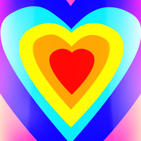 Heart shaped computer generated colorful background image.の写真素材