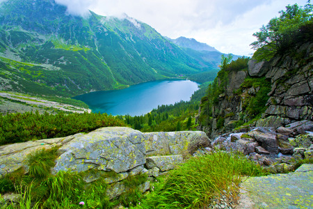Lake in mountains. Morskie Oko in Tatry.の写真素材