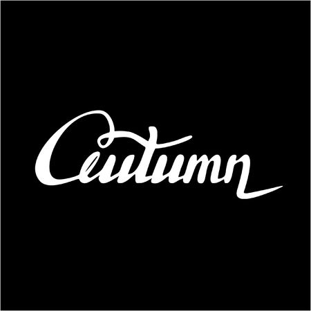 Vector illustration. autumn. Hand drawn calligraphic quote created with wide pen. Lettering for your designs. Isolated on white background.のイラスト素材