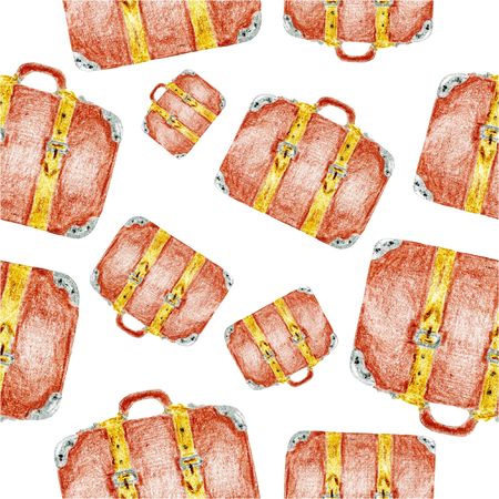 Seamless pattern with suitcaseの写真素材