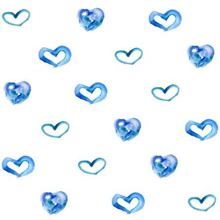 Seamless pattern hand drawn watercolor hearts. Romantic ornament for valentines day.の写真素材