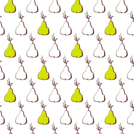 Hand drawn sketch of pear. Seamless nature background. Fresh organic food.のイラスト素材