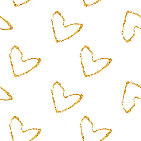 Gold vector heart seamless patternのイラスト素材