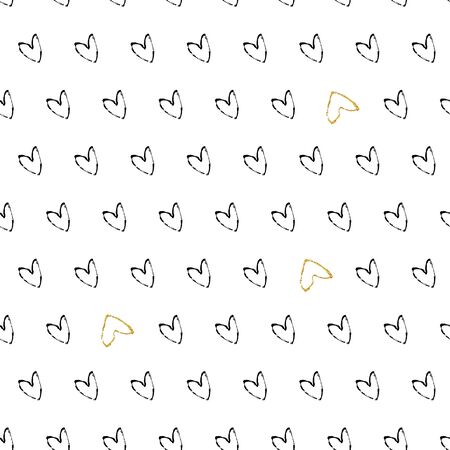 Gold heart seamless pattern on white background.のイラスト素材