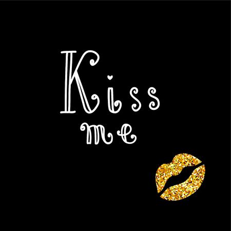 Kiss Me Typographic Art Print. Decorative illustration for Valentines day or weddingのイラスト素材