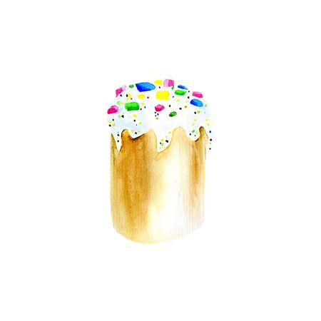 Easter cake hand drawn watercolor.