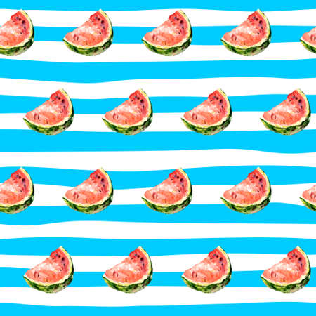 Seamless background with watermelon slicesの写真素材