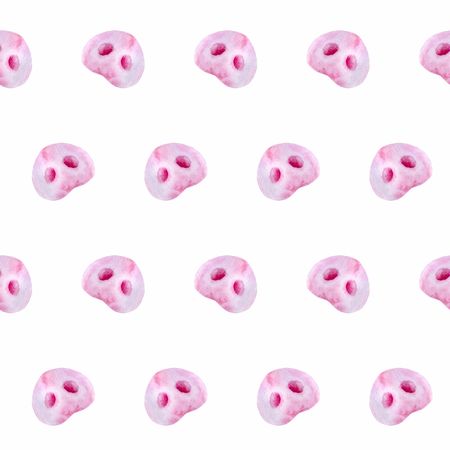Watercolor illustration, seamless pattern with cute pigs noses.の写真素材