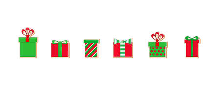 Set of nice gifts of green color. Vector illustrationのイラスト素材