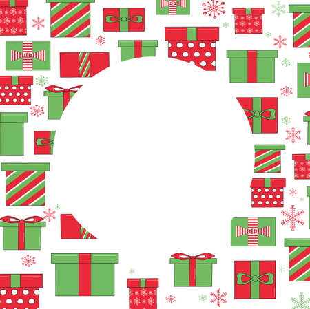 Cute set of for Christmas backgrounds with Christmas present boxes and snowflakes.のイラスト素材