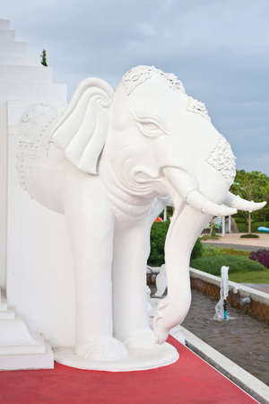 elephant head in front of thai palace の写真素材
