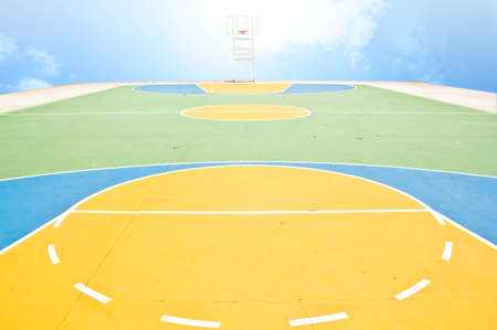 Basketball field with sun の写真素材
