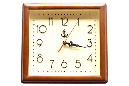 Square clock on white isolate background の写真素材