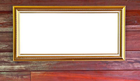 blank Gold frame on wood wall